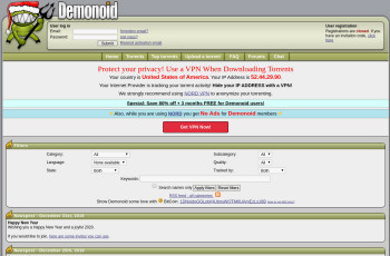 demonoid.is screenshot